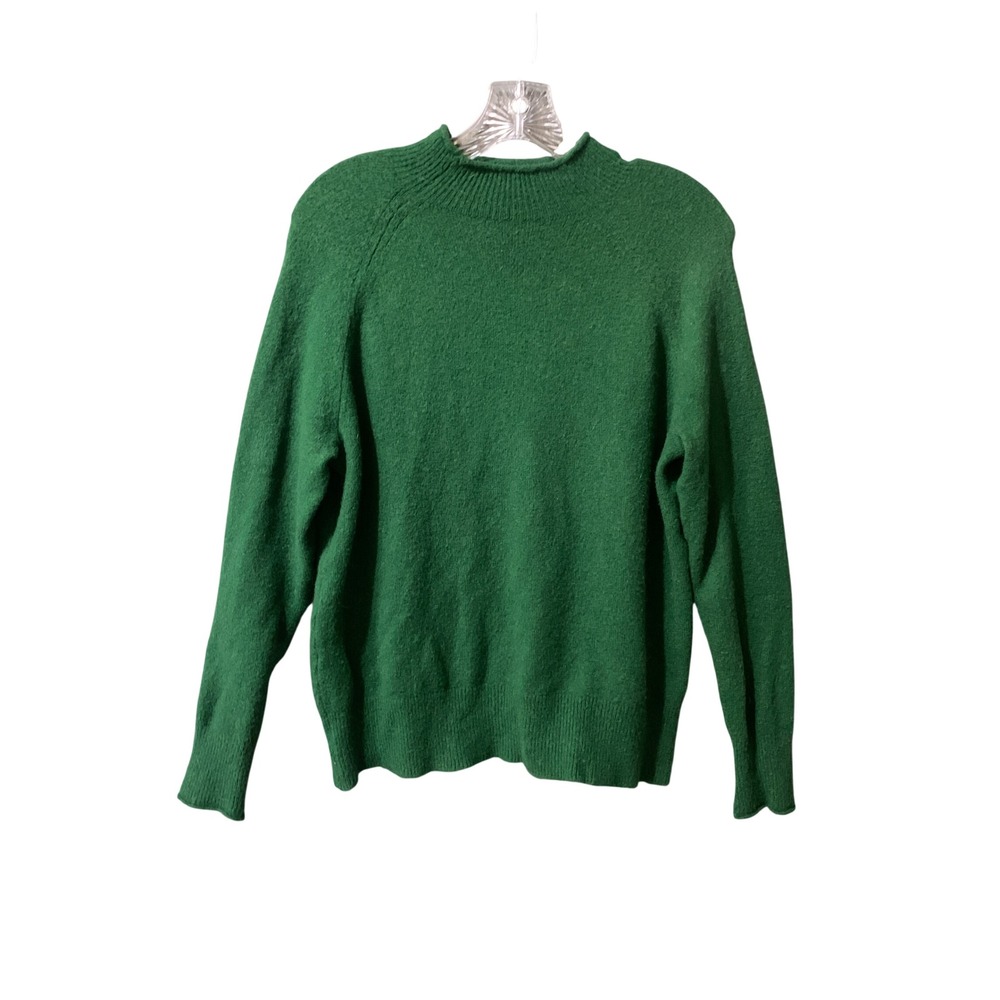 J.Crew Sweater Womens S Green Merino Wool Alpaca Blend Roll Neck BD613 EUC